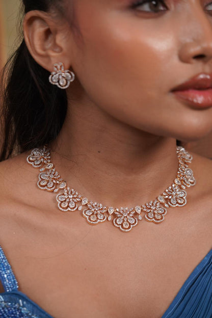 Soft Romance Diamond Necklace set with studs