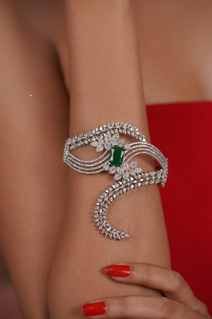 Arcade Oversized Dramatic Diamond Designer Bracelet (SILVER)