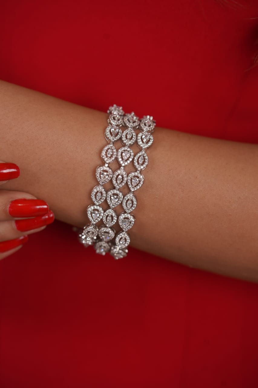 Sparkling 3 Row Multi Solitaire  Diamond Tennis bracelet