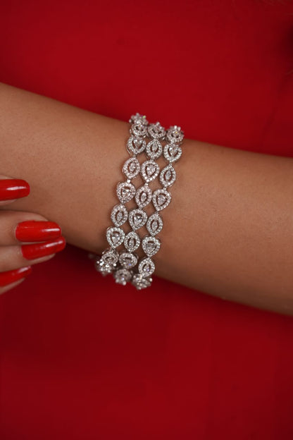 Sparkling 3 Row Multi Solitaire  Diamond Tennis bracelet
