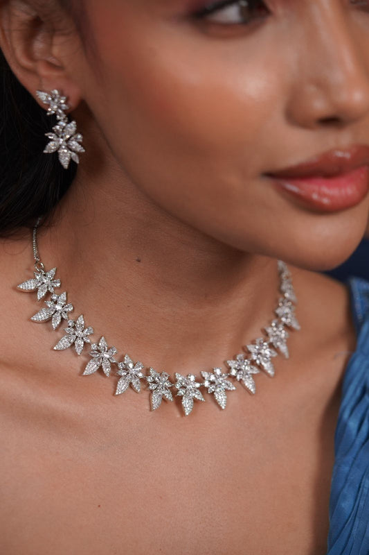 Orchid Diamond Designer Delicate Necklace Set