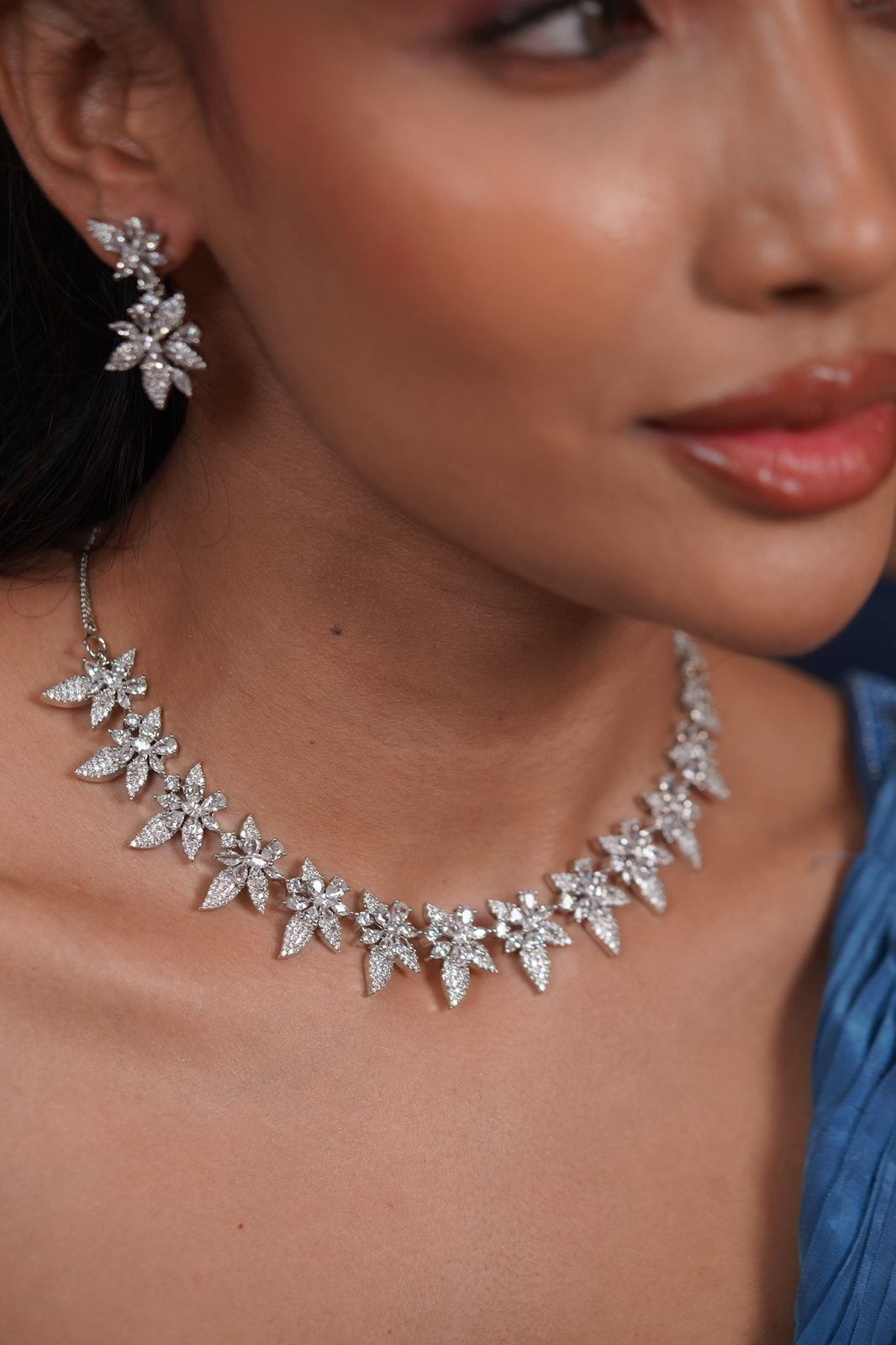 Orchid Diamond Designer Delicate Necklace Set