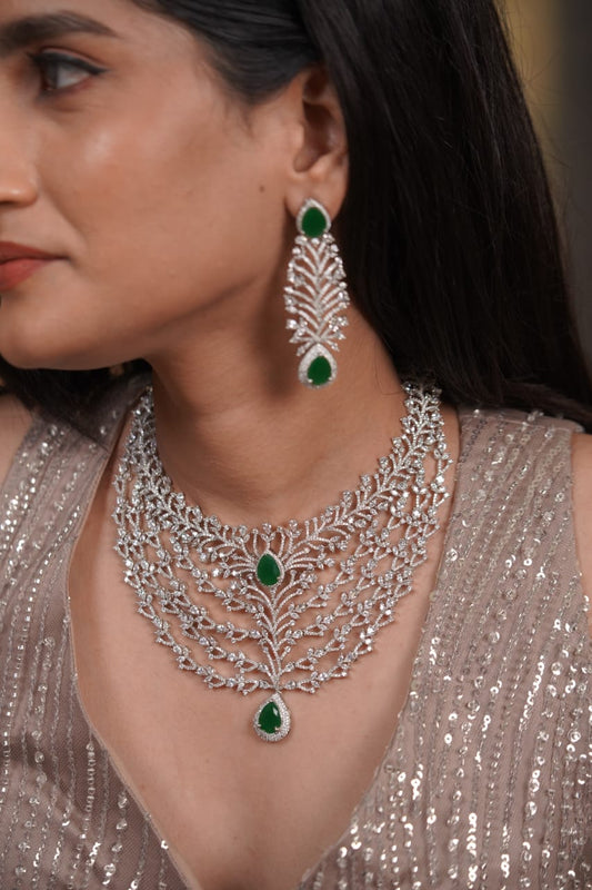 Floral Ballad Diamond Heavy Bridal Necklace Set