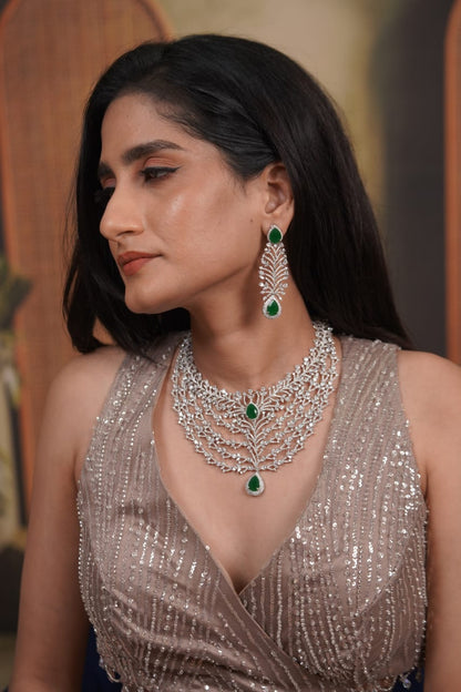 Floral Ballad Diamond Heavy Bridal Necklace Set