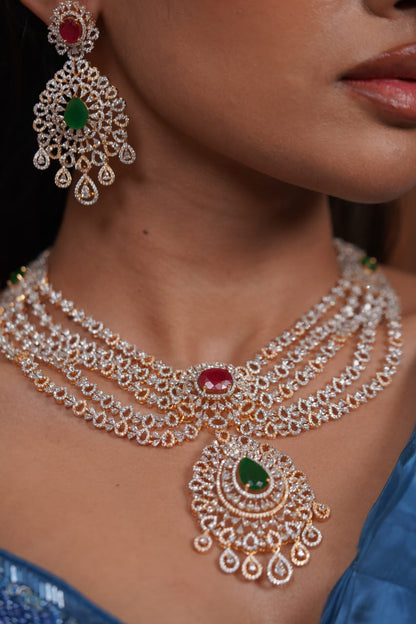 Mallika Ruby Emerald Diamond Set in Gold Polish