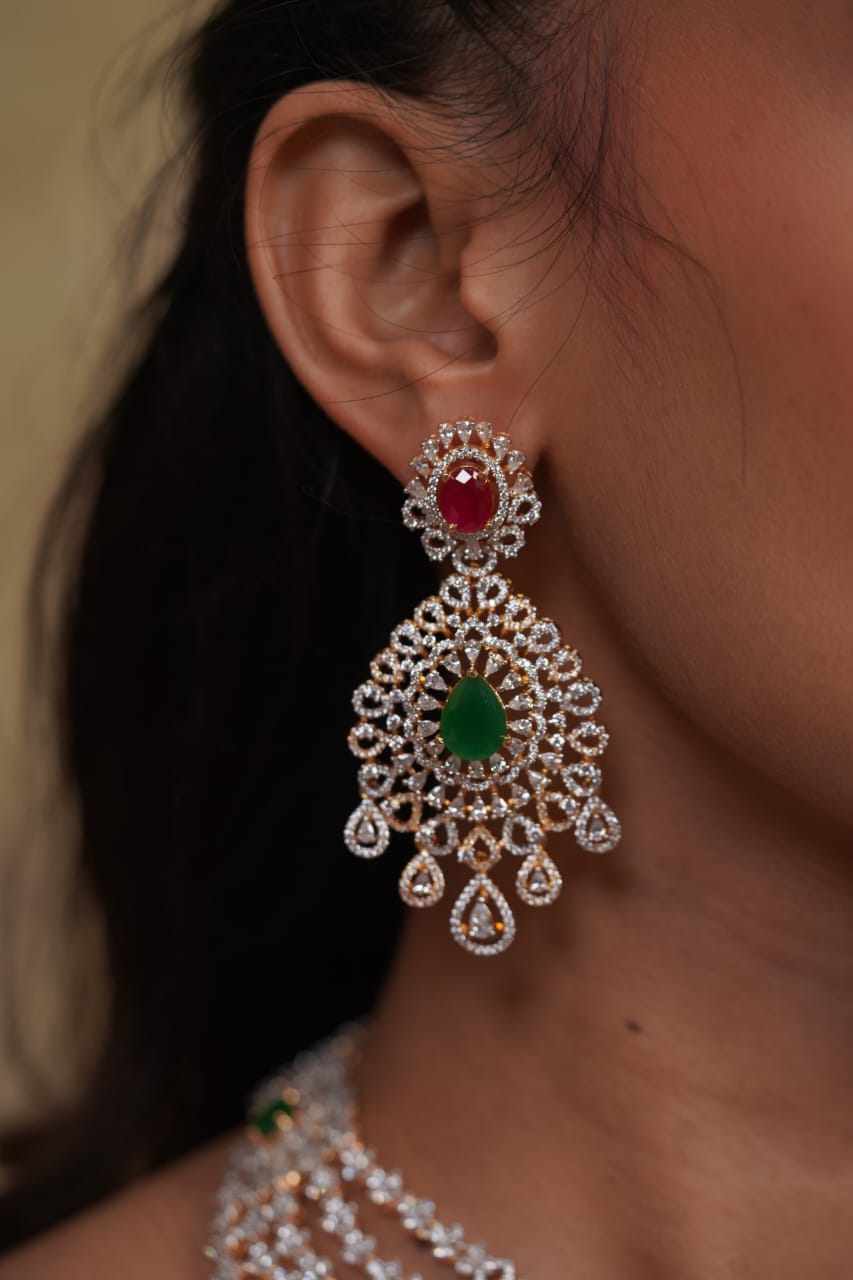Mallika Ruby Emerald Diamond Set in Gold Polish