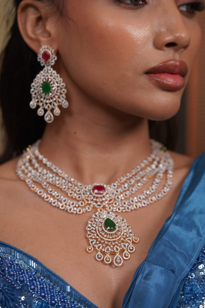 Mallika Ruby Emerald Diamond Set in Gold Polish