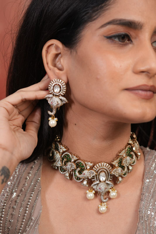 Elephant Polki  Rajwada Indian Choker Set