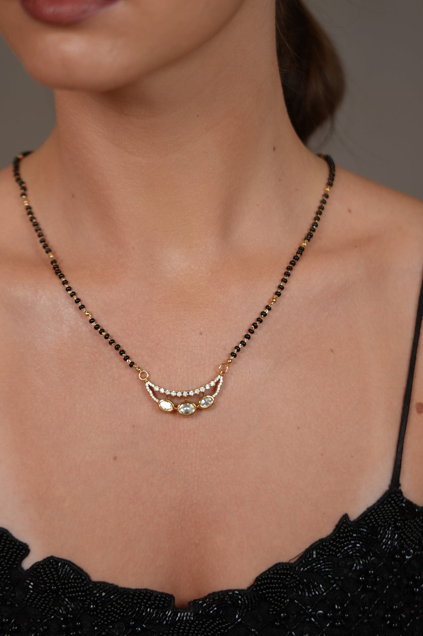Roli Polki Single Line Moissanite Mangalsutra | Daily Wear