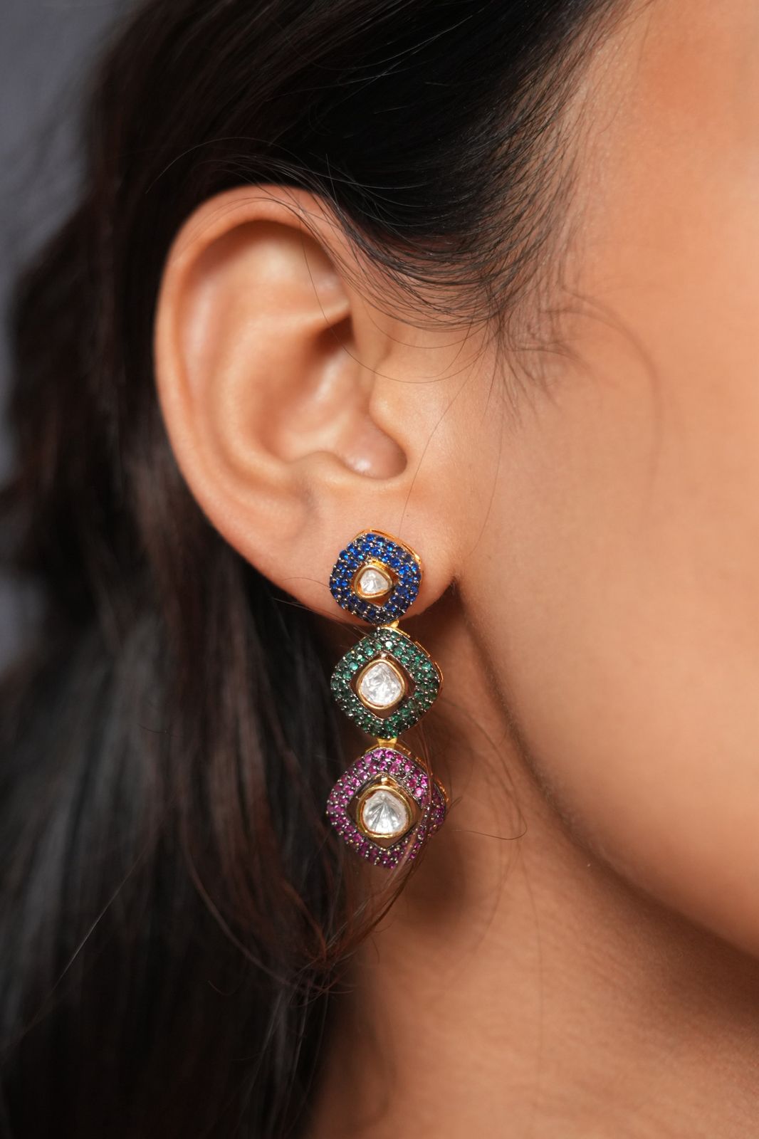 Meena Moissanite Polki Indo western Set