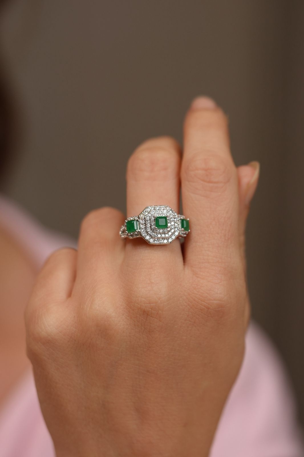 Pixel Diamond Tri Coloured Diamond Ring | Adjustable