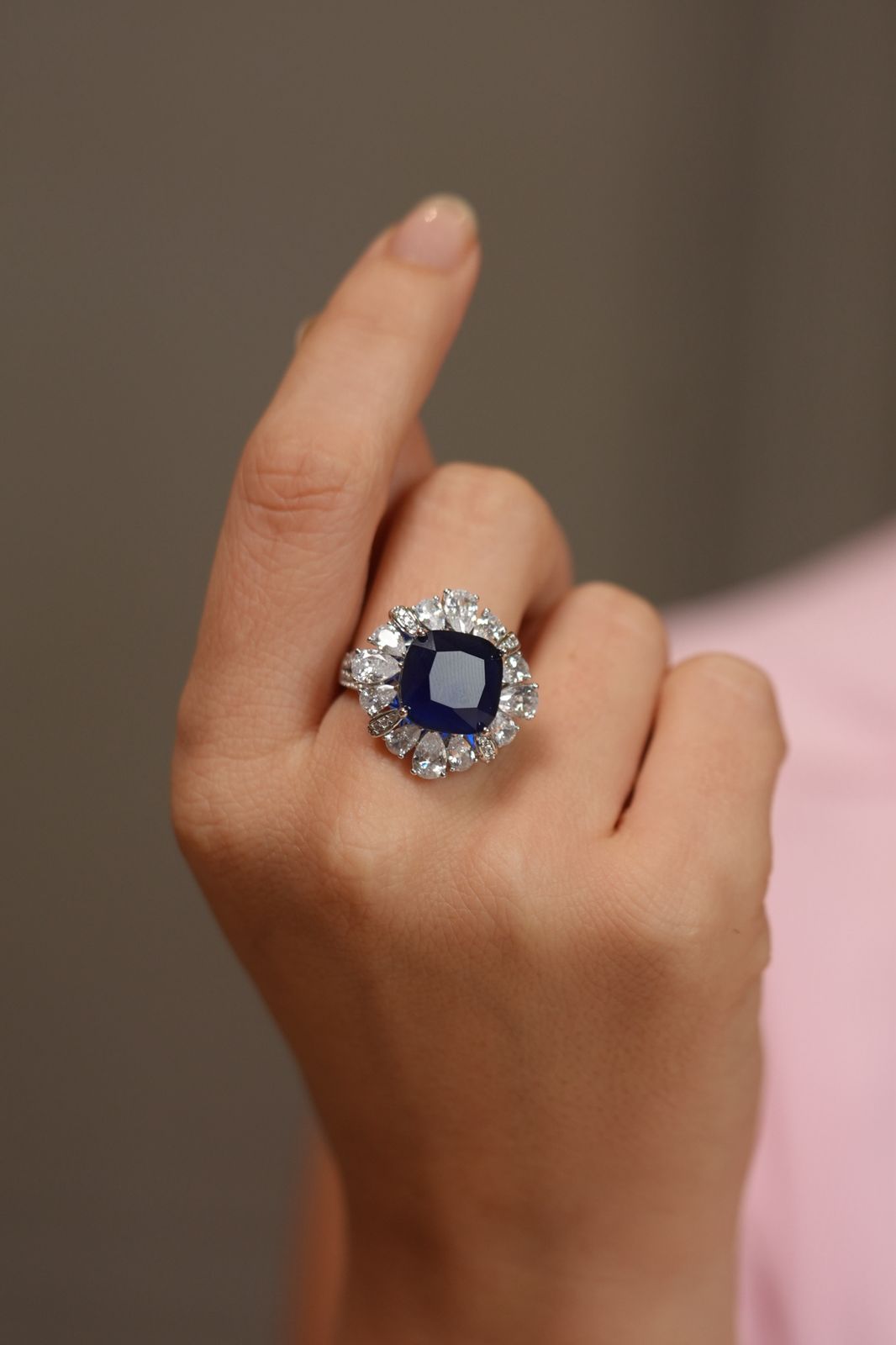 Gala Blob Coloured Stone diamond cocktail ring | Adjustable