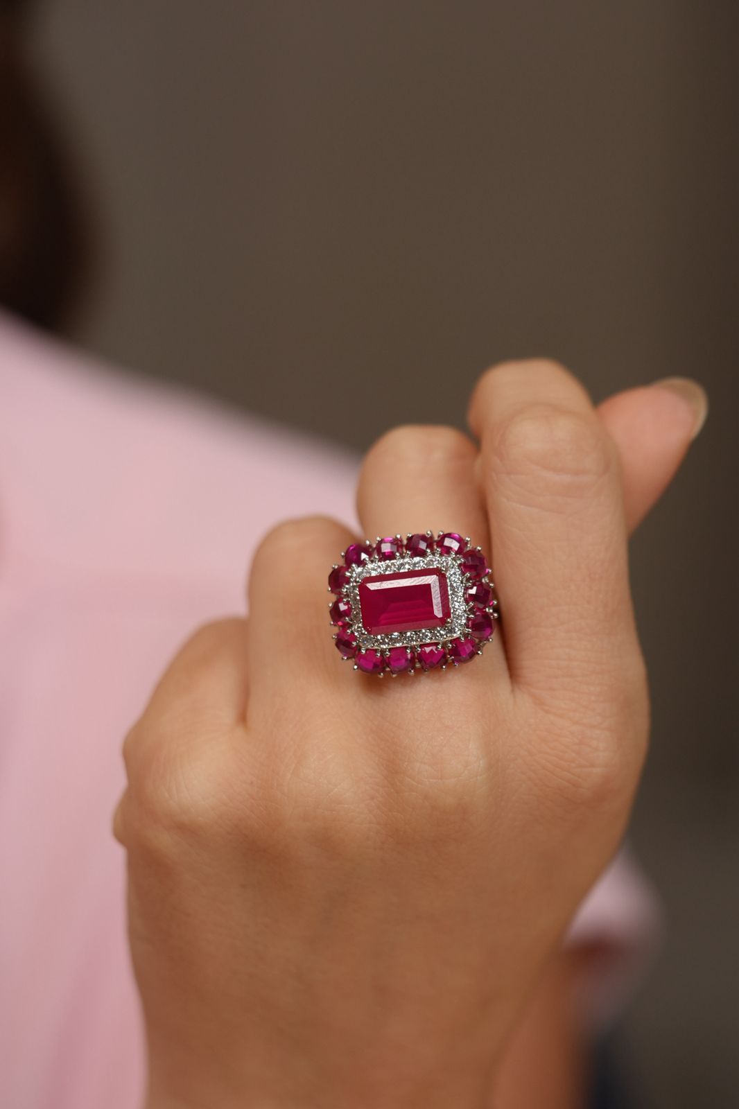 Orry Coloured Stone Cocktail Diamond Ring | Adjustable