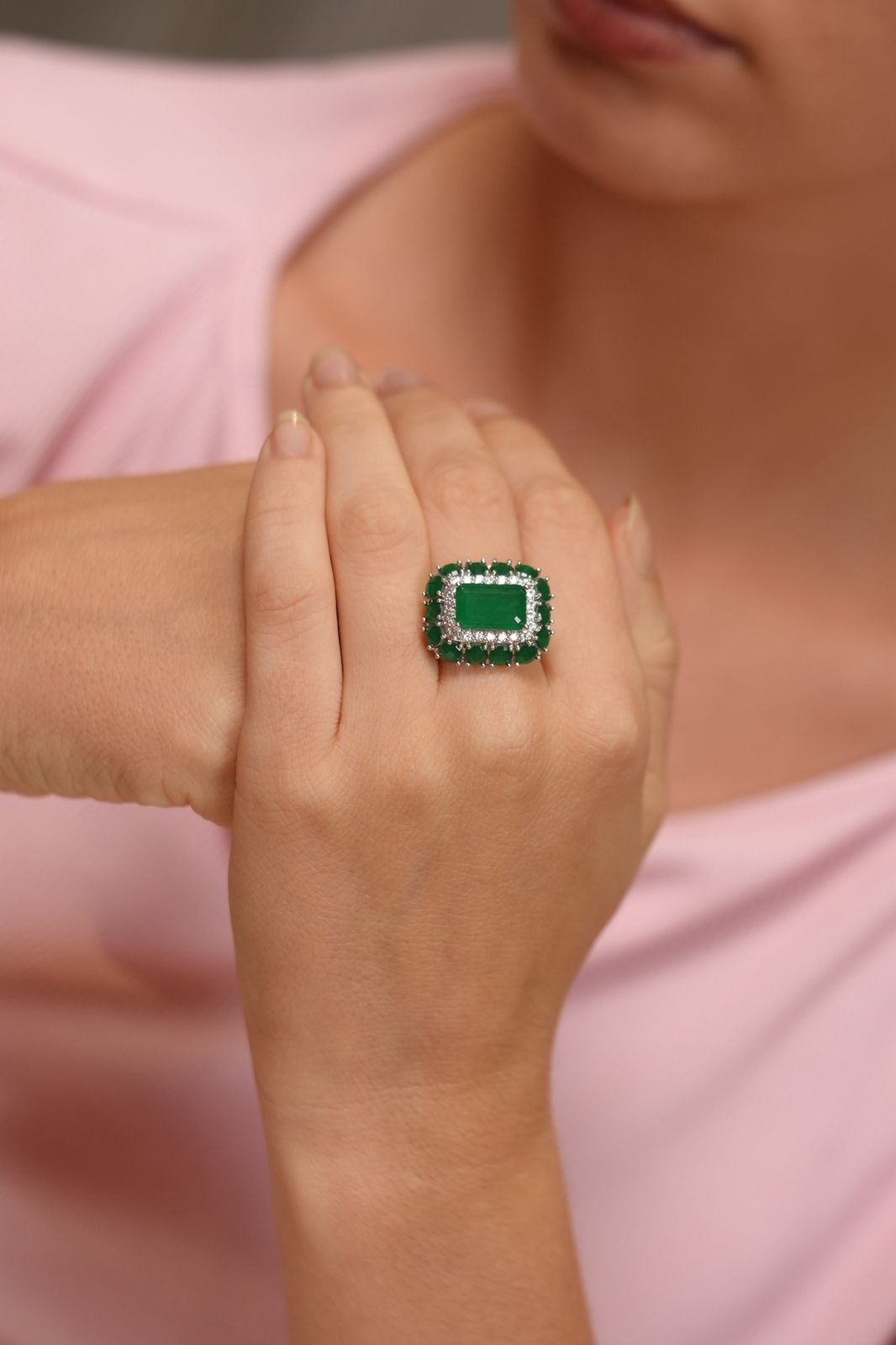 Orry Coloured Stone Cocktail Diamond Ring | Adjustable