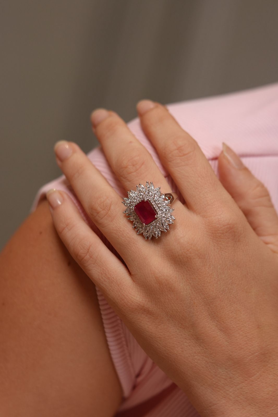 Ray Big Diamond Coloured Cocktail Ring | Adjustable