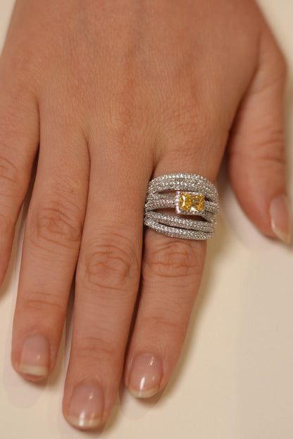Alibi Wrap Diamond Coloured Stone Cocktail Ring | Adjustable