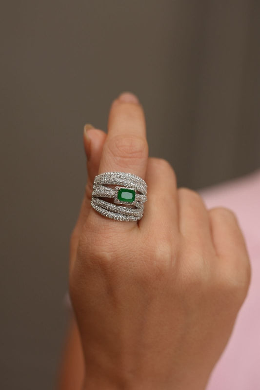 Alibi Wrap Diamond Coloured Stone Cocktail Ring | Adjustable