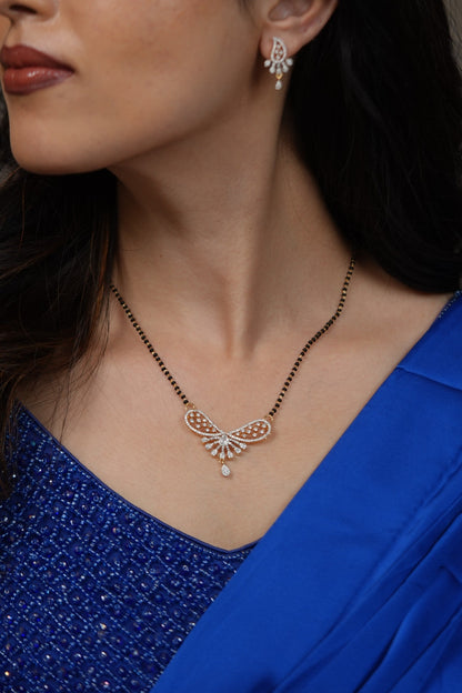 Ikkattha Single Line Mangalsutra with Diamond Studs | Daily Wear