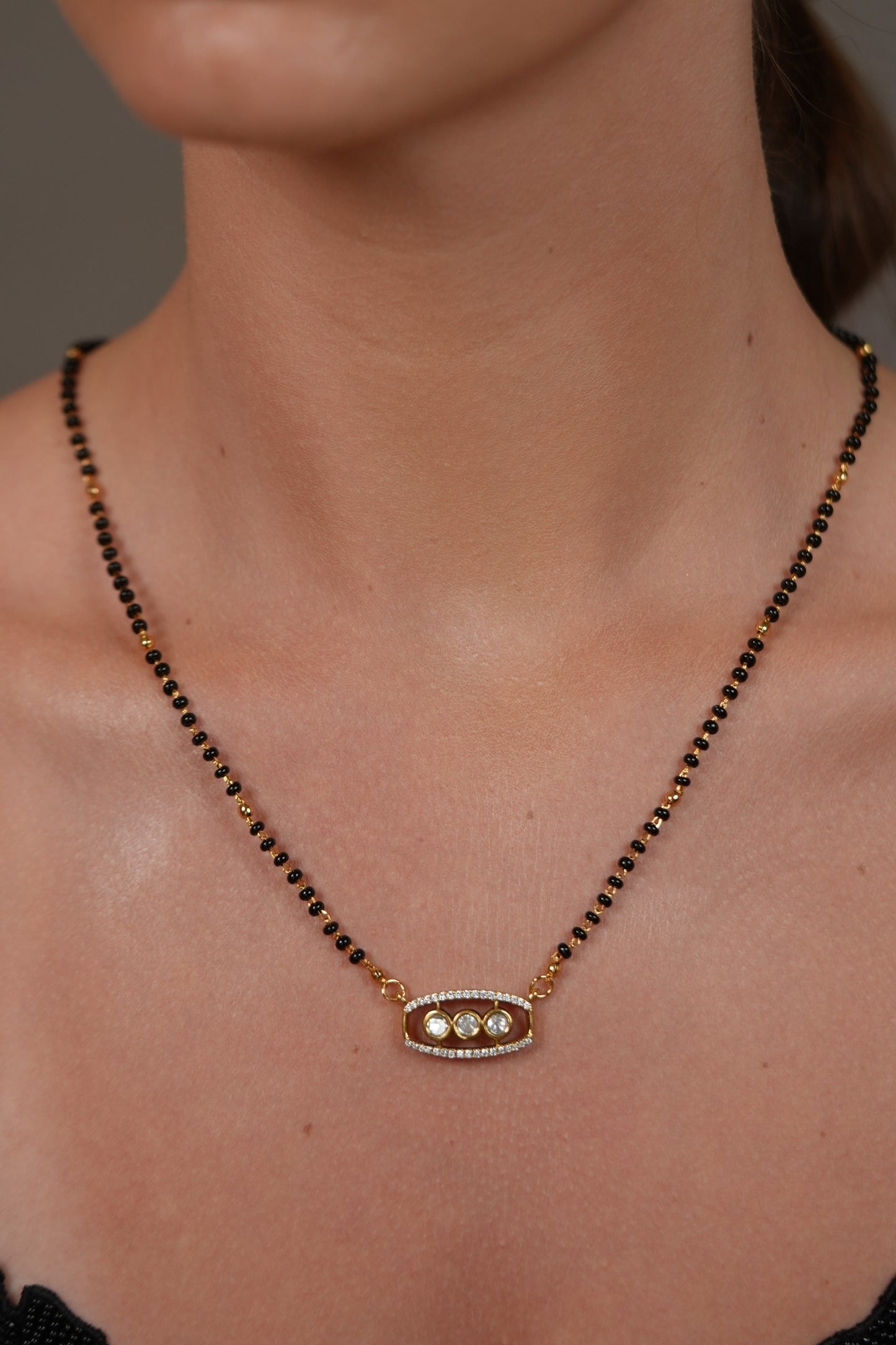 Kavach Polki Single Line Diamond Mangalsutra | Daily Wear