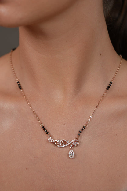 Forever Knot Single Line Diamond Mangalsutra with Pear Drop | Daily Wear