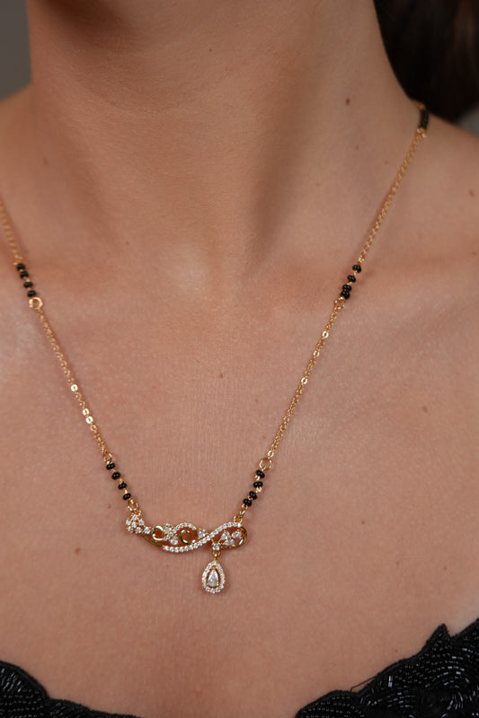 Forever Knot Single Line Diamond Mangalsutra with Pear Drop | Daily Wear