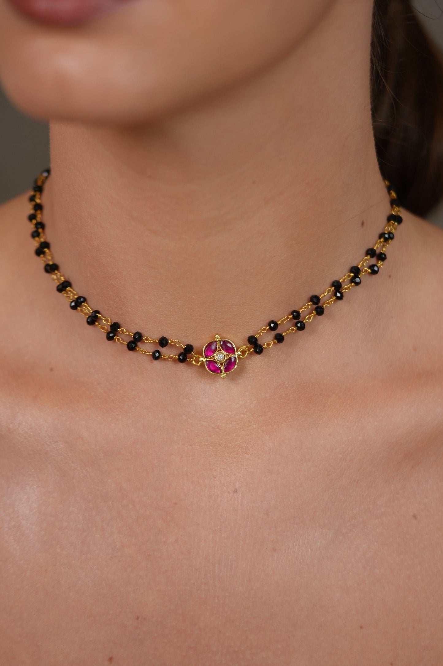 Ardhangini Polki Double Line Mangalsutra Choker | Daily Wear