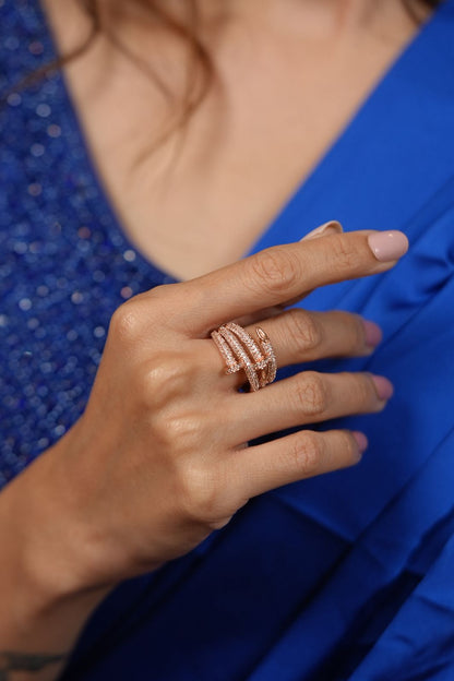 Nail Diamond Designer Daily Wear Diamond Ring (ROSE GOLD)