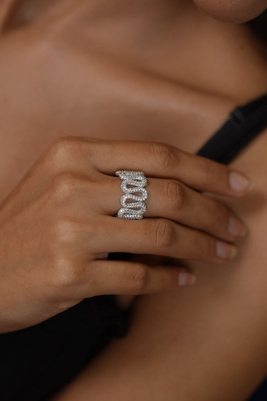 Zig Zag Diamond Wavy Designer Band Ring | Daily Wear