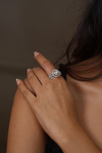 3 Carat Round Solitaire Diamond Ring with Halo | Multi Soltiaire Band