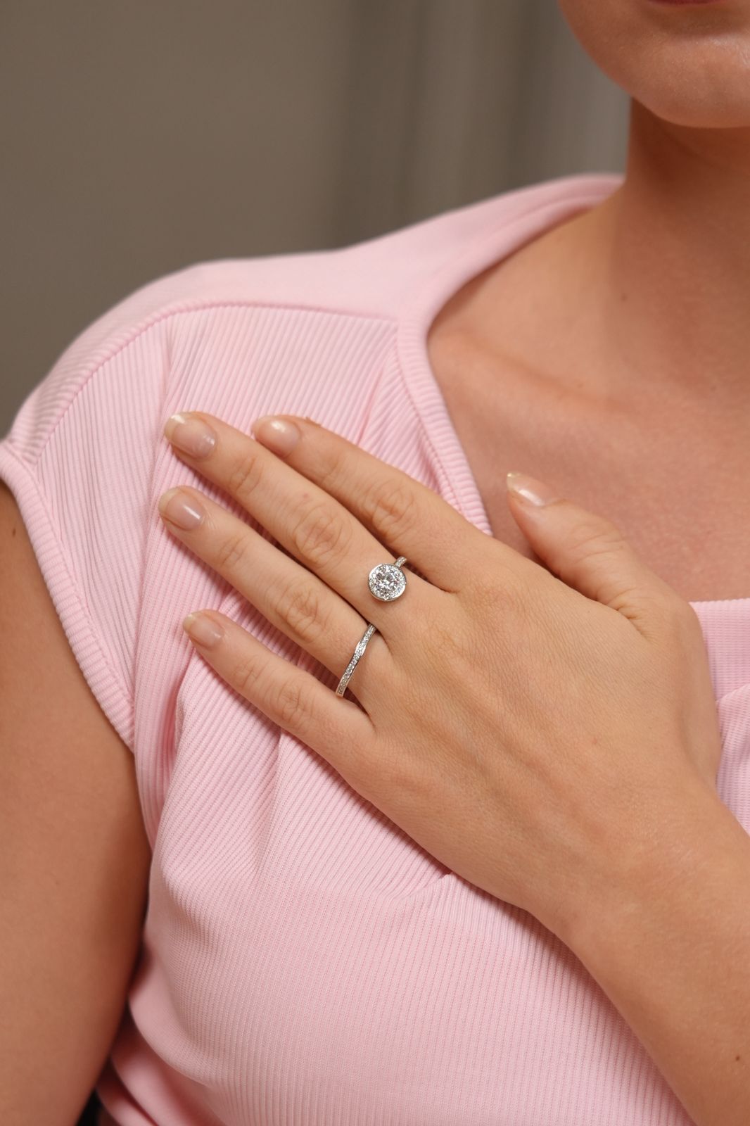 Leo 2 Finger 1 Carat Solitaire & Band Diamond Ring | 6mm Adjustable (SILVER)