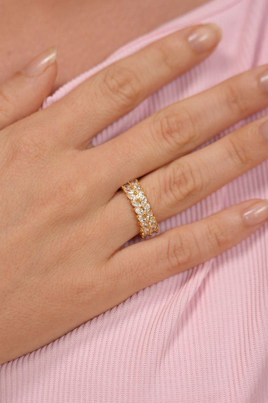 Classic Marquise Slim Diamond Band Ring | Daily Wear (GOLD)