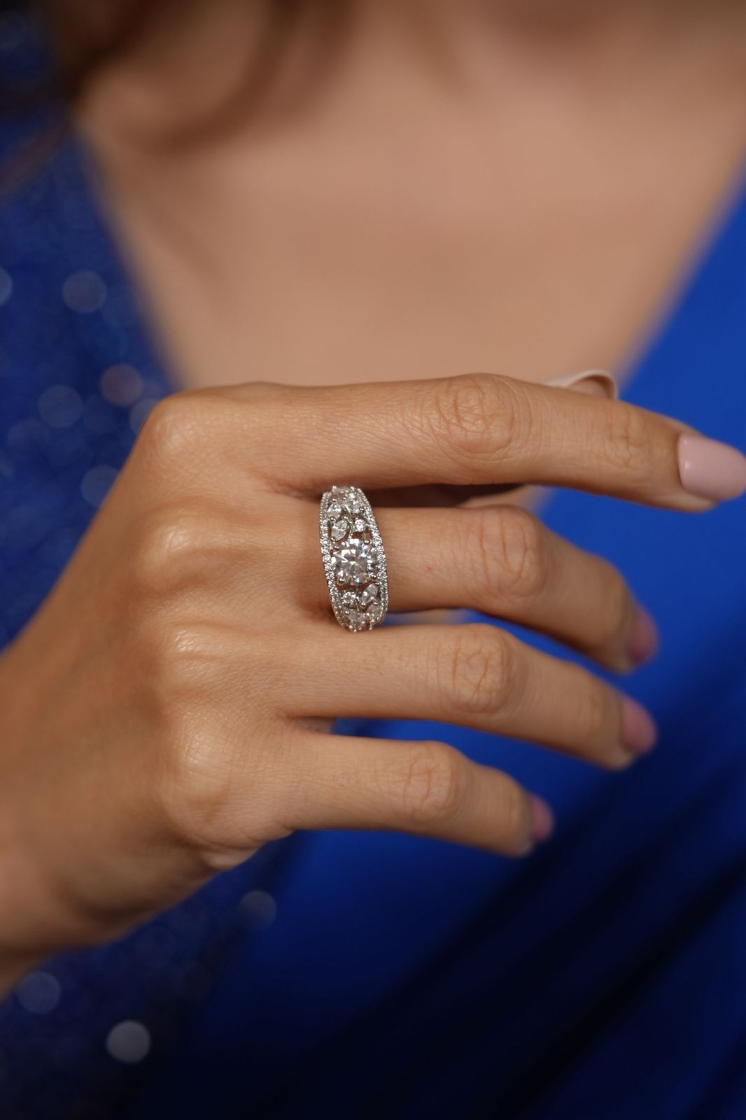 Vintage Round 1 Carat Ring with Floral Band Detail
