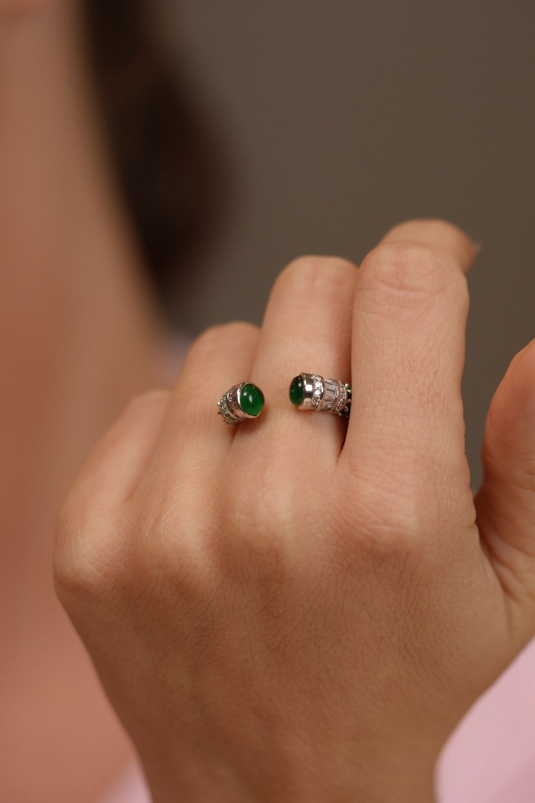 Front Open Diamond Designer Coloured Band Ring