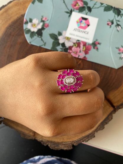 Hormuz Designer Diamond Cocktail Coloured Ring | Adjustable