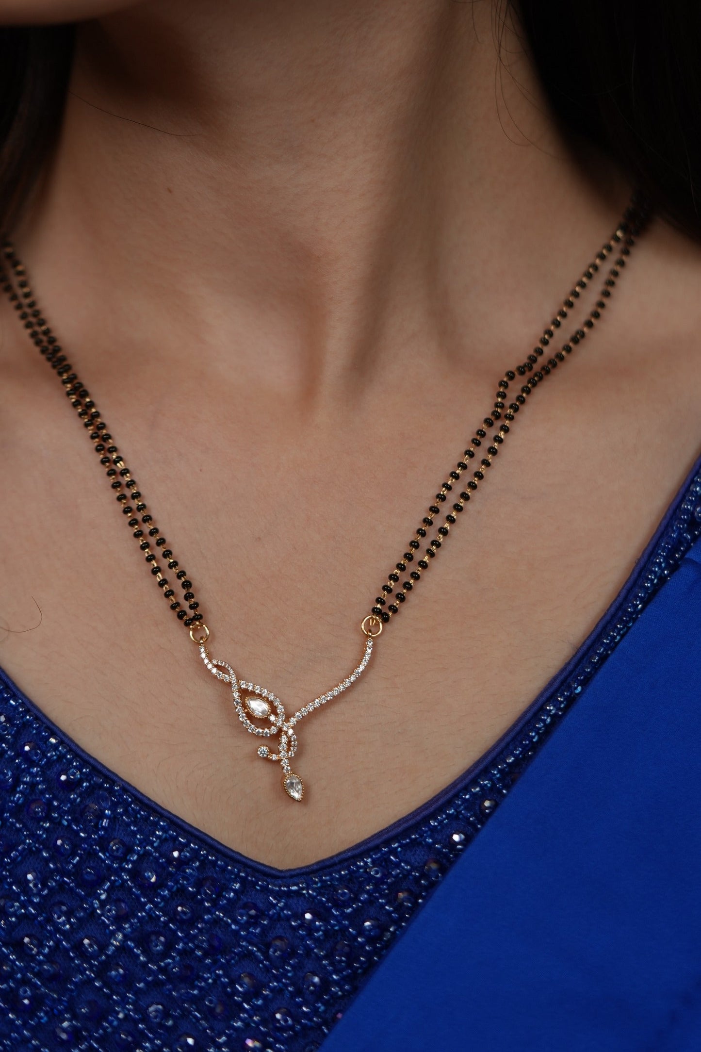 Janmo Ka Saathi Double Line Diamond Mangalsutra  Set | Daily Wear