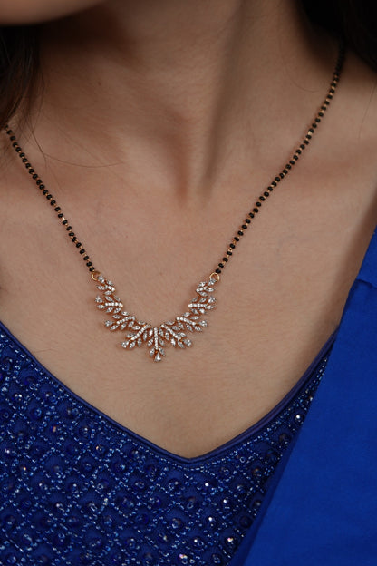 Nook Diamond Single Line Mangalsutra set | Gold Polish
