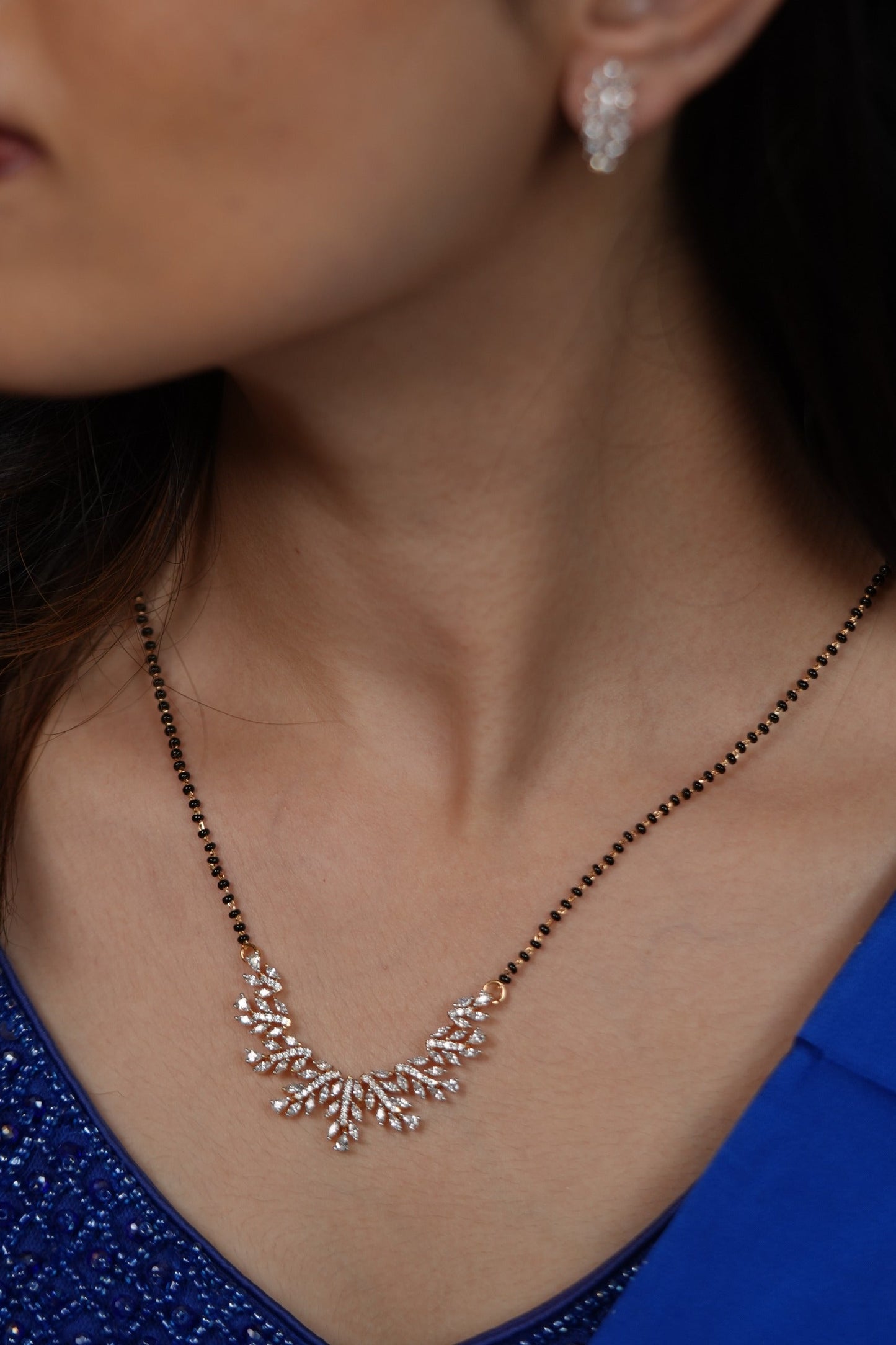 Nook Diamond Single Line Mangalsutra set | Gold Polish