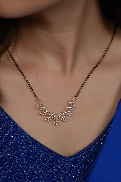 Nook Diamond Single Line Mangalsutra set | Gold Polish