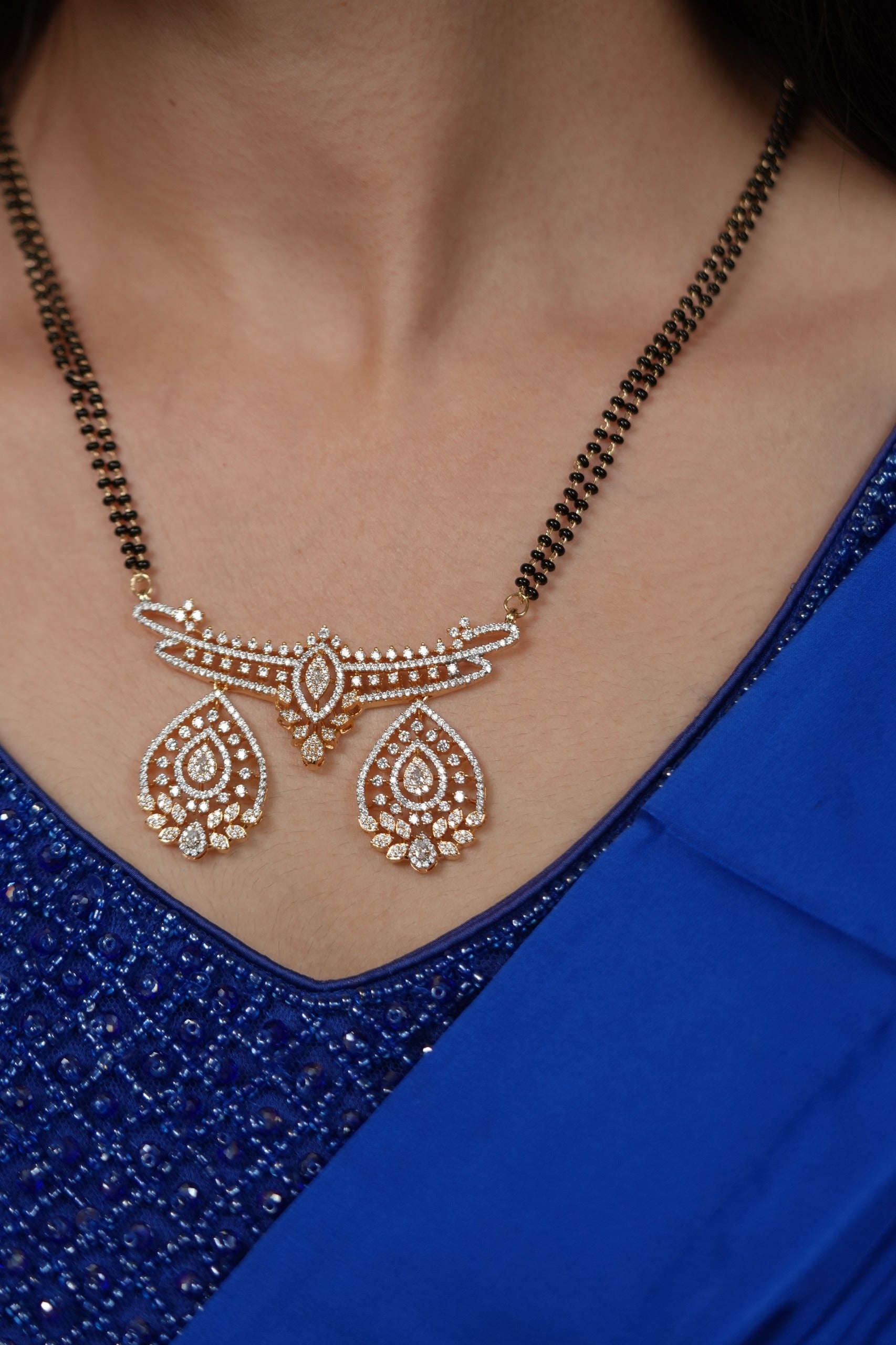 Sanjog Bandhan Double Line Mangalsutra with Diamond Studs | Daily Wear