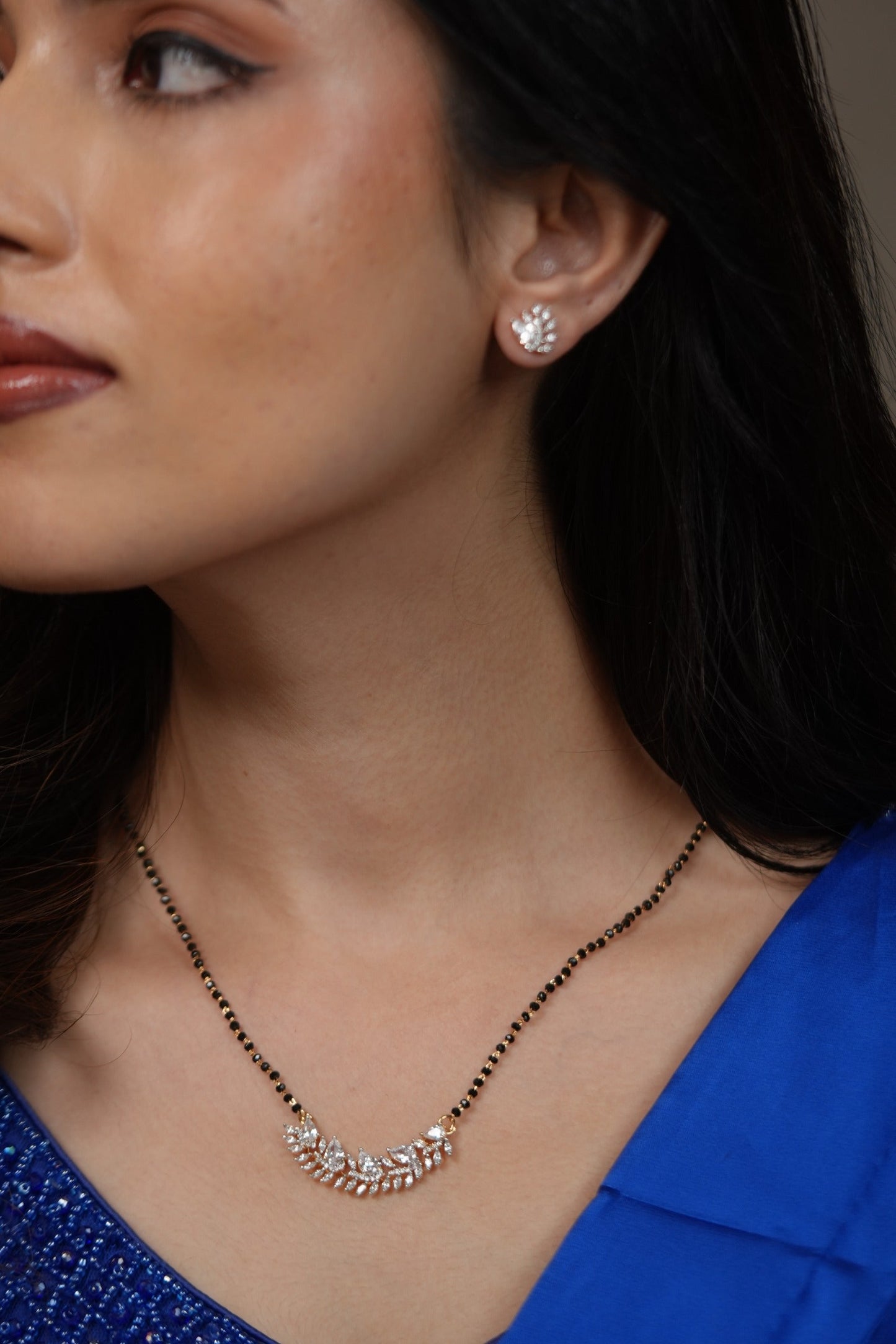 Promise of Us Single Line Mangalsutra with Diamond Studs | Daily Wear