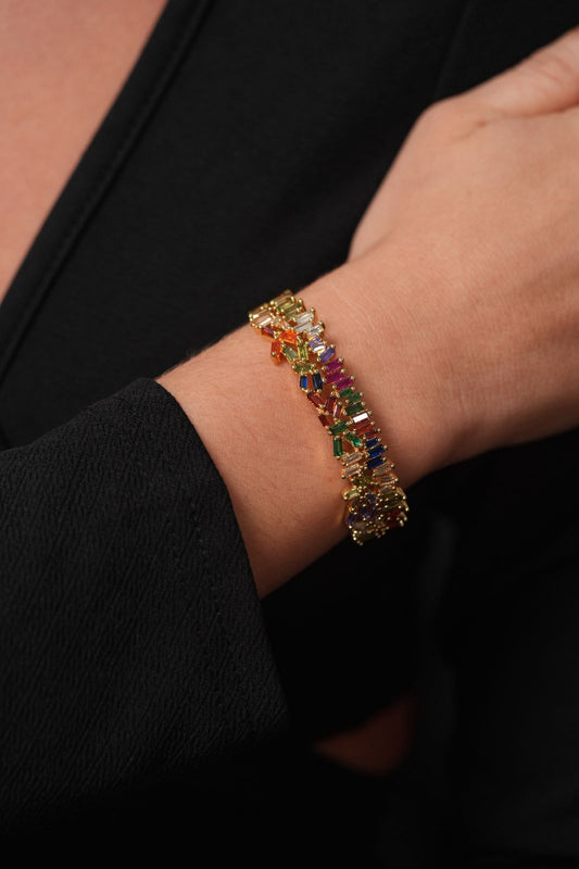 Rainbow Dust MultiGemstone Diamond Bracelet | Flexible