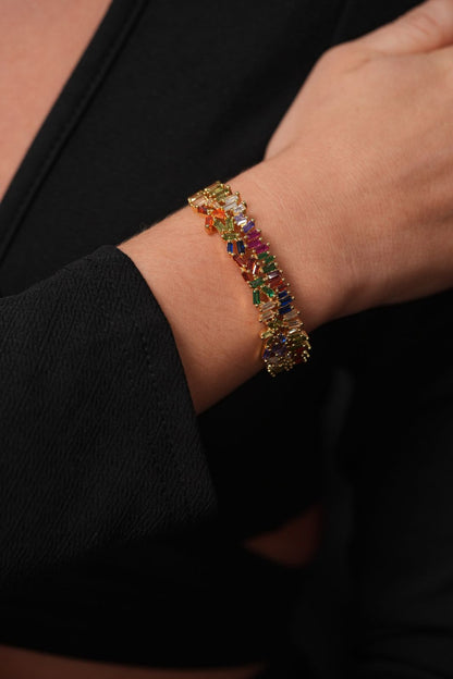 Rainbow Dust MultiGemstone Diamond Bracelet | Flexible