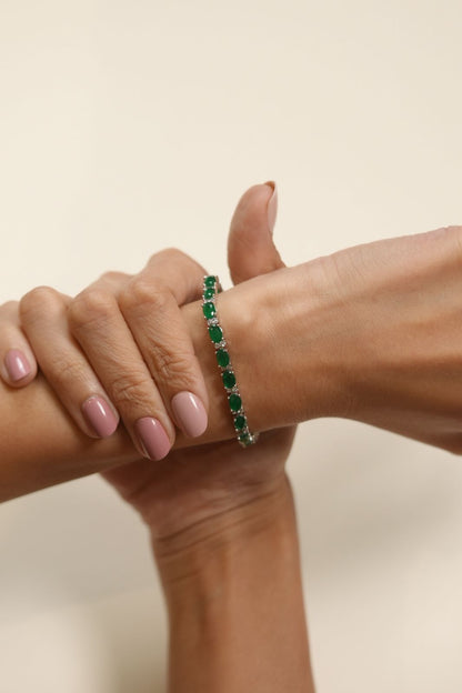 Sigma Coloured Stone Diamond Tennis Bracelet