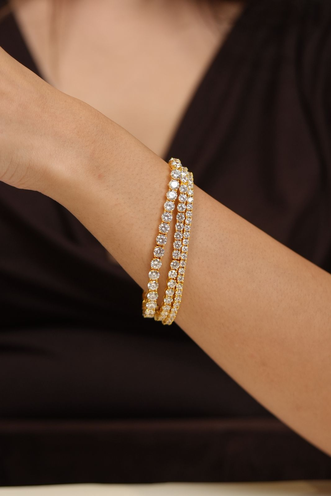Ekra 3 Row Diamond Tennis Bracelet | Attached | 10-20-30 cent