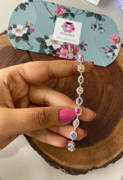 Rainbow Coloured Multi Solitaire Diamond Tennis Bracelet