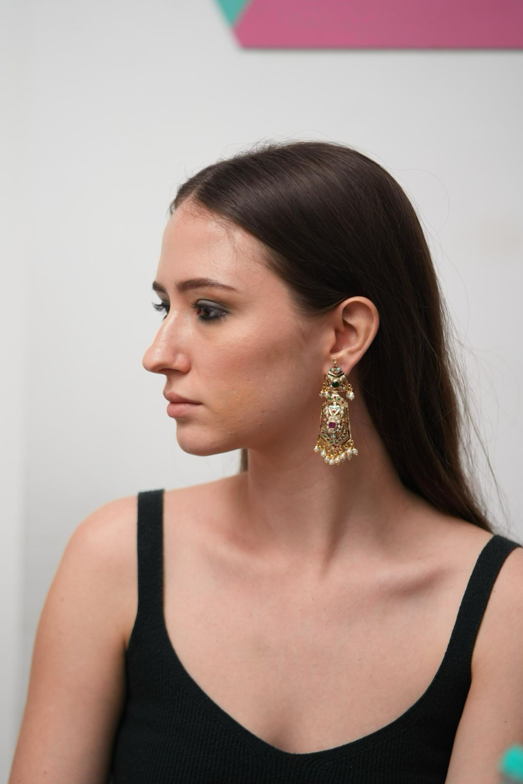 Kareem Jadaau Indian Navratna Earrings