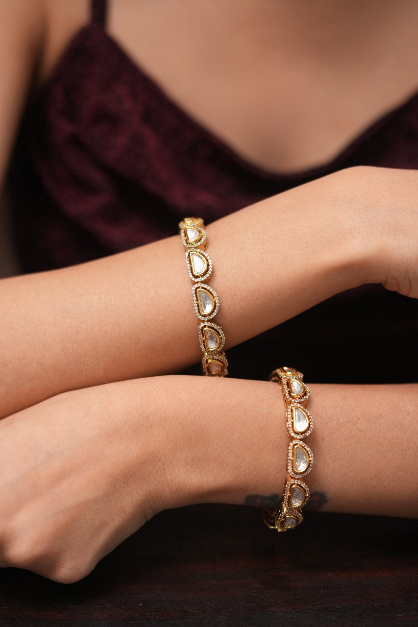 Shikha Moissanite Designer Polki Bangle Set | Non Openable