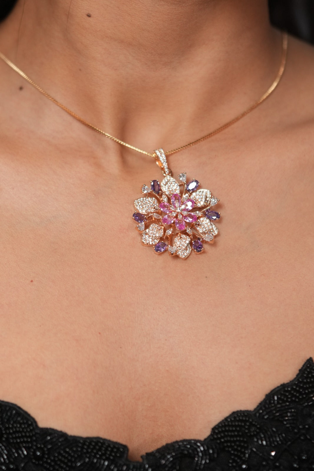 Flyer Floral Diamond Pastel Coloured Pendant Set