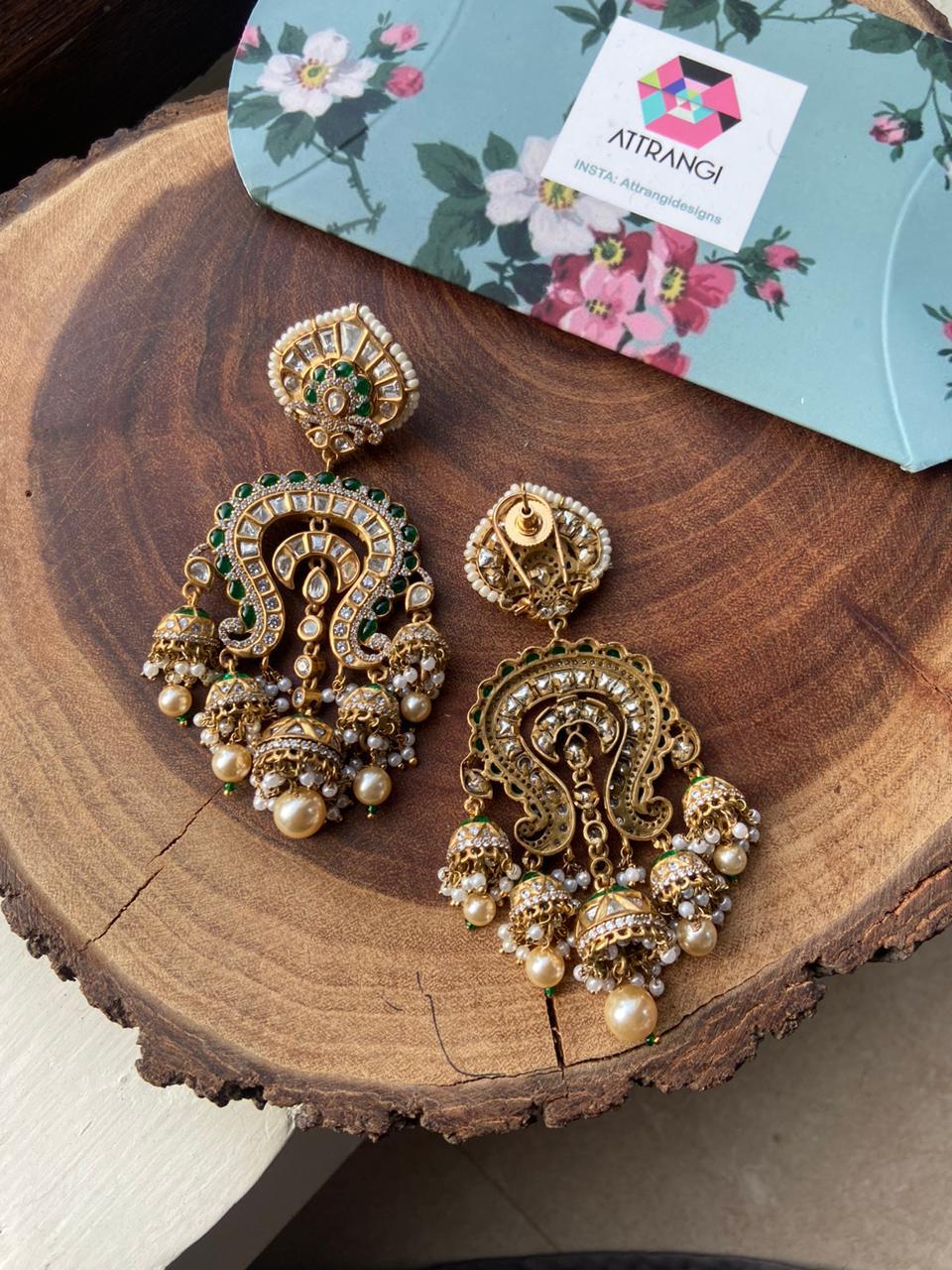 Shambhavi Polki Meenakari Indian Chandbali