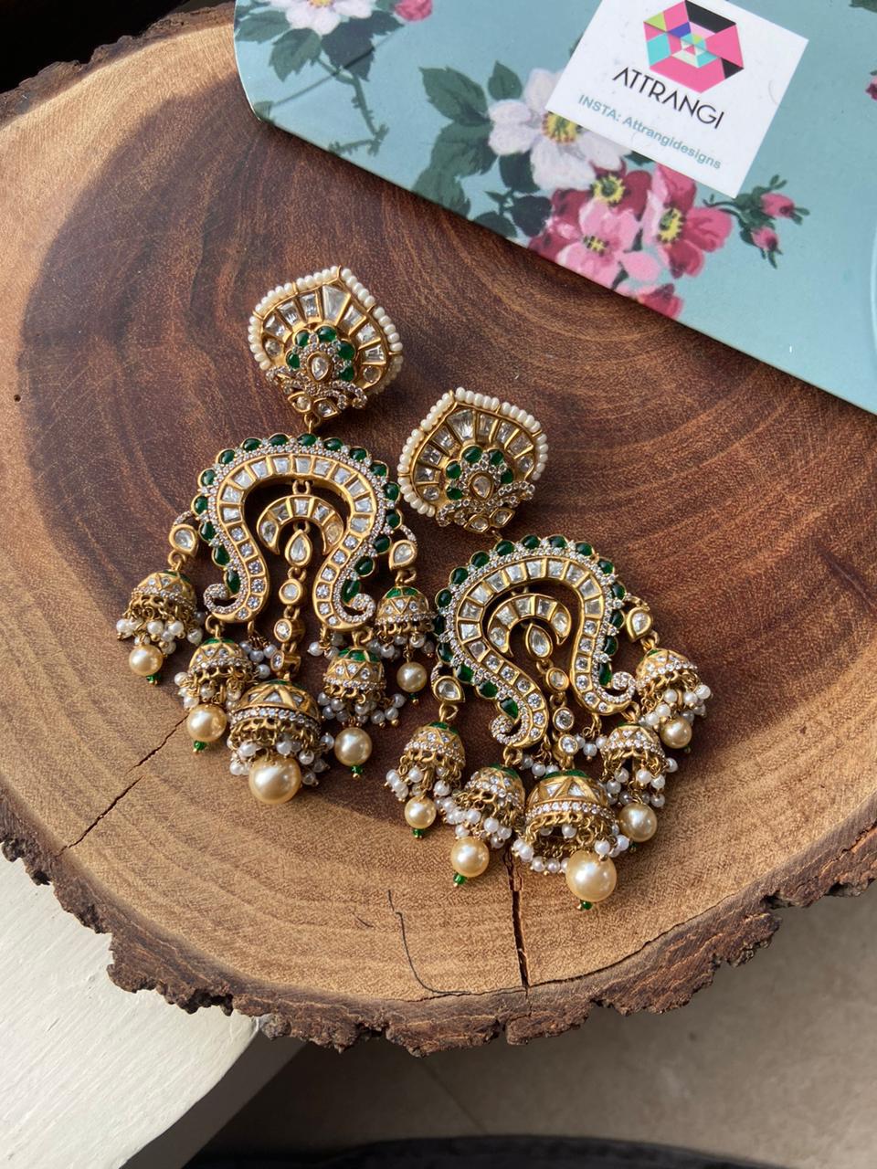 Shambhavi Polki Meenakari Indian Chandbali
